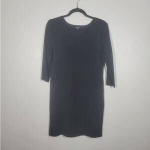 Misook Bodycon Dress Size PXS V-Neck 3/4 Sleeve Ribbed Texture Pullover Black